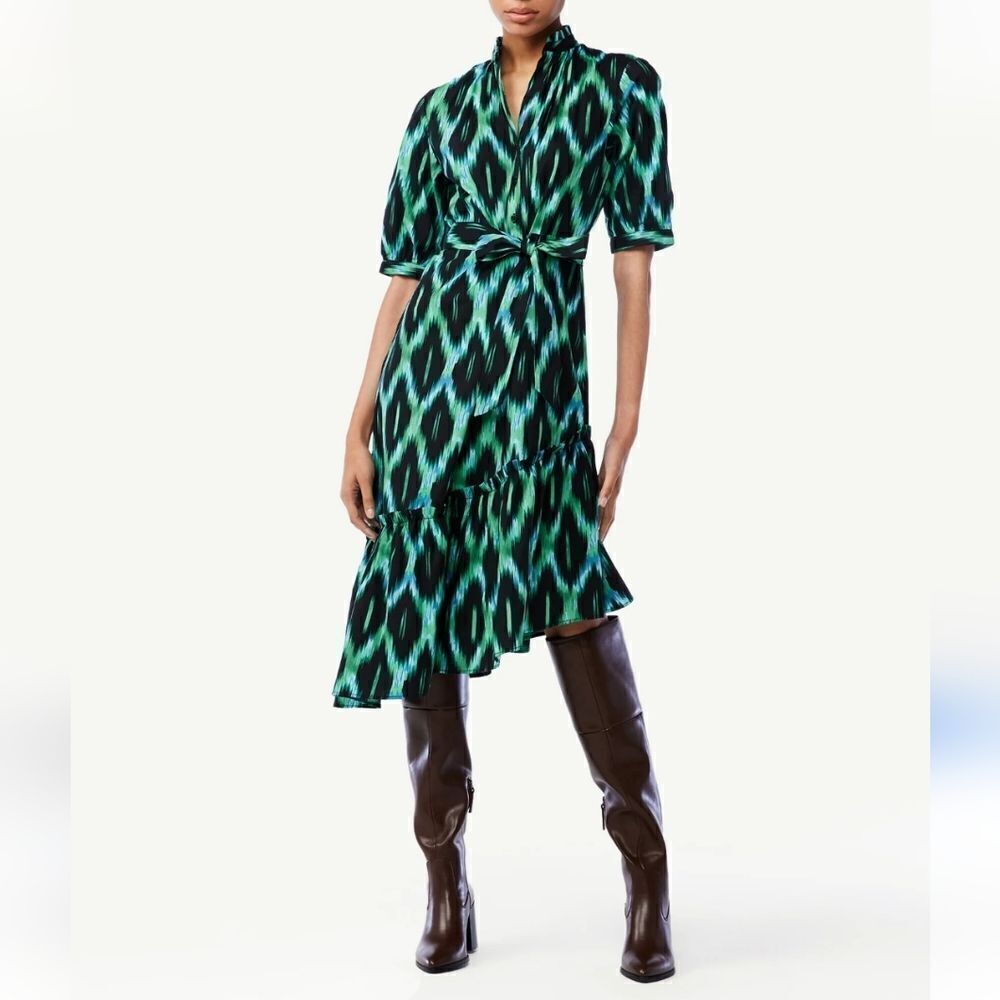 Scoop Women's Asymmetric Ruffled Midi Dress,Cotton size M (8-10)